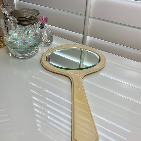Vintage DuBarry Hand Mirror – Ivory Peralin Beveled Vanity Mirror - Picture 5 of 5
